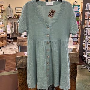 Green Cotton Gauze Dress